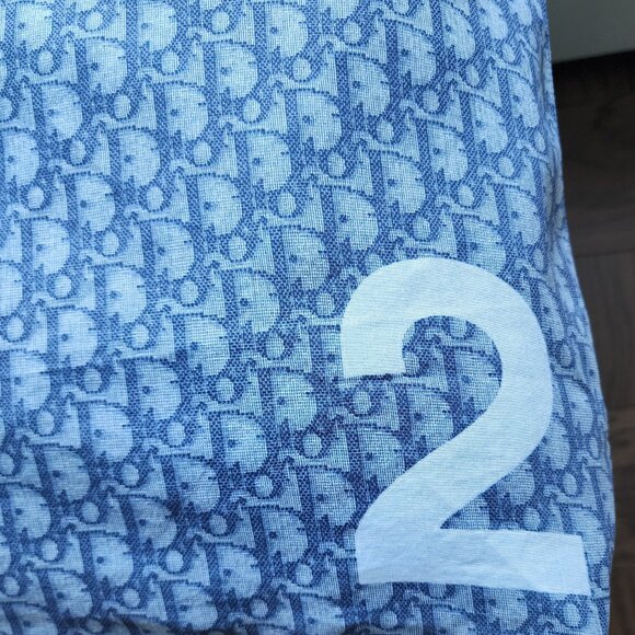 JOHN GALLIANO FOR DIOR - AUTHENTIC BLUE MONOGRAM BANDANA SCARF - Picture 3 of 4